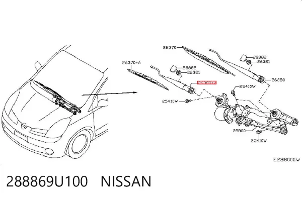 Brazo del limpiaparabrisas 288869U100 Nissan/Infiniti