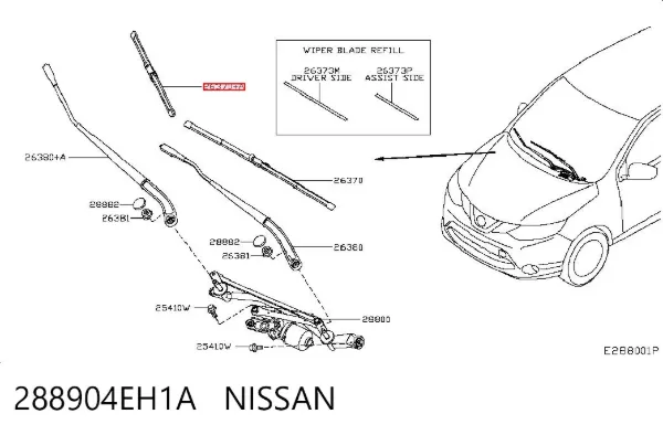 Escobilla del limpiaparabrisas del lado del pasajero 288904EH1A Nissan/Infiniti