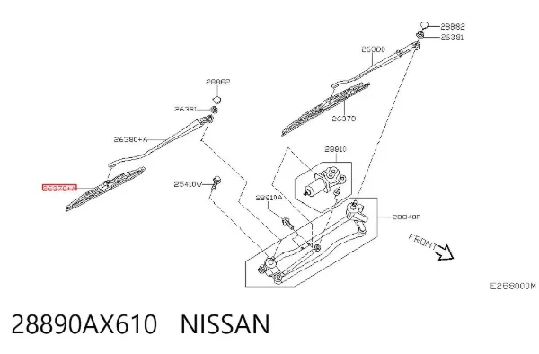 Escobilla del limpiaparabrisas del lado del conductor 28890AX610 Nissan/Infiniti