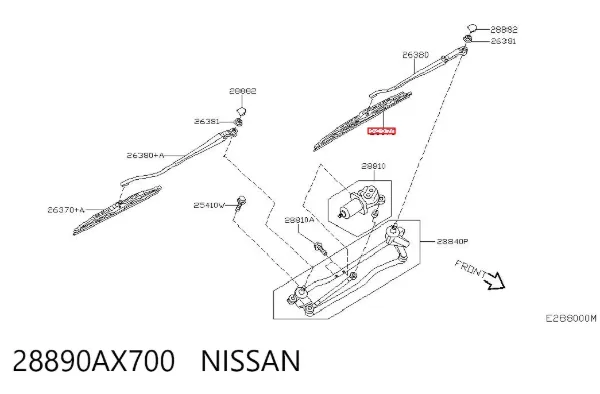 Escobilla del limpiaparabrisas del lado del conductor 28890AX700 Nissan/Infiniti