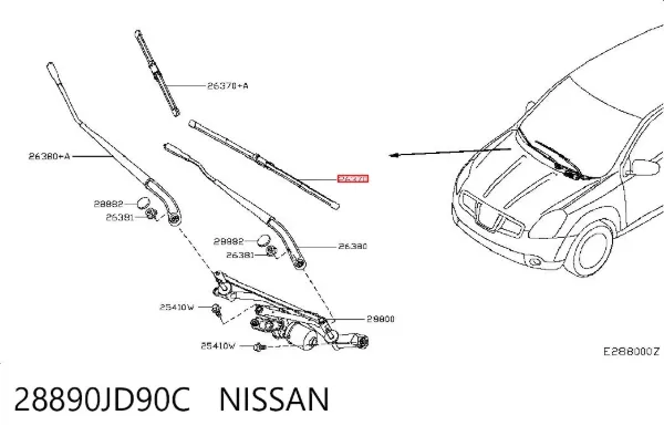Escobilla del limpiaparabrisas del lado del pasajero 28890JD90C Nissan/Infiniti