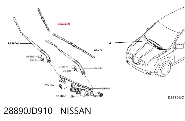 Escobilla del limpiaparabrisas del lado del pasajero 28890JD910 Nissan/Infiniti