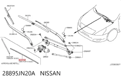 Goma de la escobilla del limpiaparabrisas del lado del conductor NISSAN 28895JN20A
