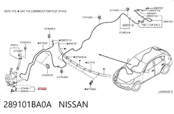 Depósito de limpiaparabrisas 289101BA0A Nissan/Infiniti