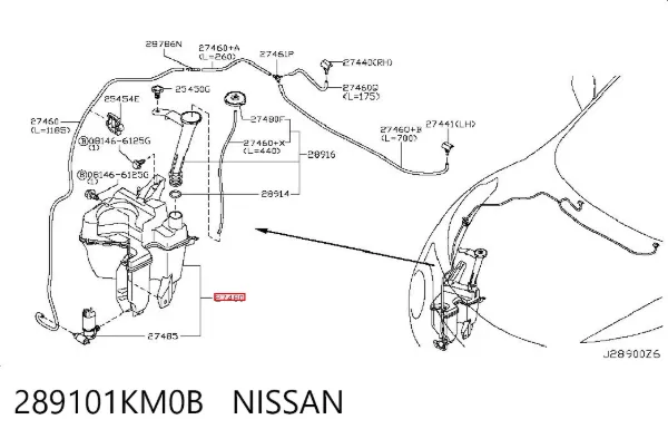 Depósito de limpiaparabrisas 289101KM0B Nissan/Infiniti
