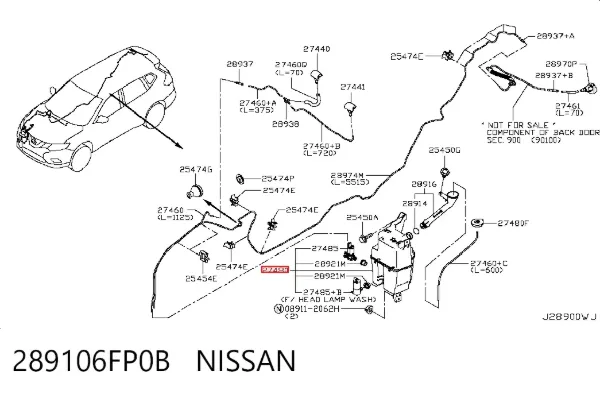Depósito de limpiaparabrisas 289106FP0B Nissan/Infiniti
