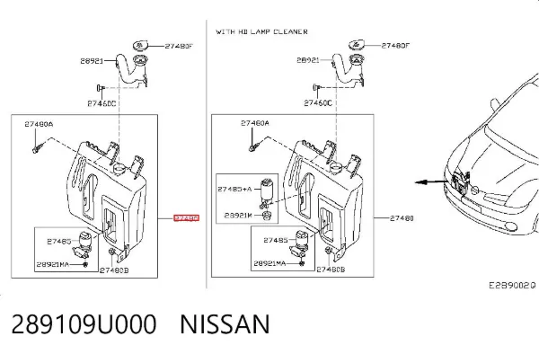 Depósito de limpiaparabrisas 289109U000 Nissan/Infiniti
