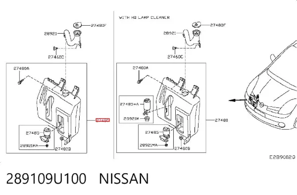 Depósito de limpiaparabrisas 289109U100 Nissan/Infiniti
