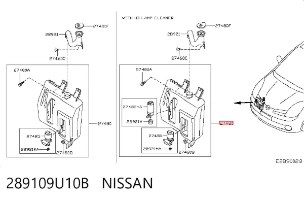 Depósito de limpiaparabrisas 289109U10B Nissan/Infiniti