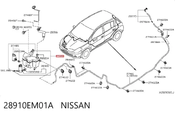 Depósito de limpiaparabrisas 28910EM01A Nissan/Infiniti
