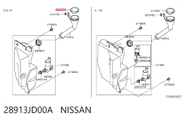 Deposito de limpiaparabrisas 28913JD00A Nissan/Infiniti