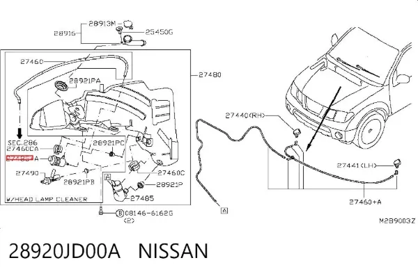 Bomba de agua limpiaparabrisas, delantera 28920JD00A Nissan/Infiniti