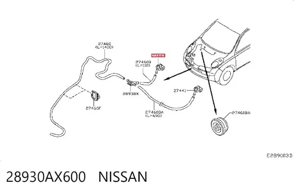 Boquilla del lavaparabrisas derecha 28930AX600 Nissan/Infiniti
