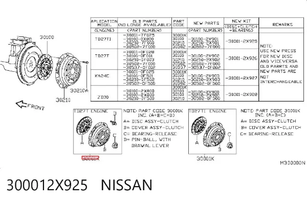Embrague 300012X925 Nissan/Infiniti