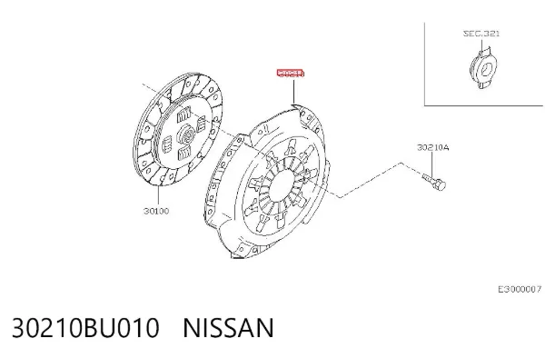 Plato de presión de embrague 30210BU010 Nissan/Infiniti