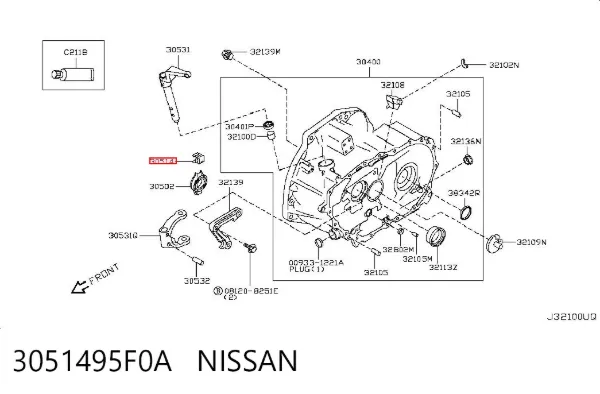 Guía del cojinete de desembrague 3051495F0A Nissan/Infiniti