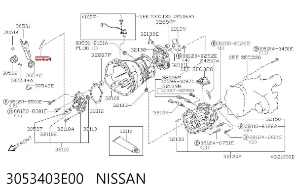 Muelle de las zapatas de freno traseras de tambor 3053403E00 Nissan/Infiniti