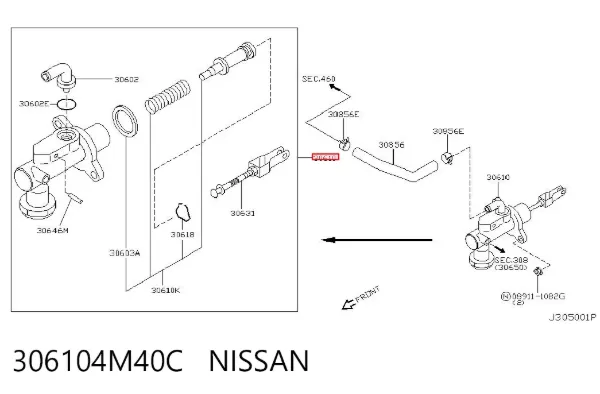 Cilindro maestro de embrague 306104M40C Nissan/Infiniti
