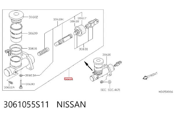Cilindro maestro de embrague 3061055S11 Nissan/Infiniti