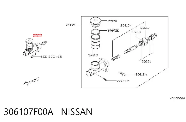 Cilindro maestro de embrague 306107F00A Nissan/Infiniti