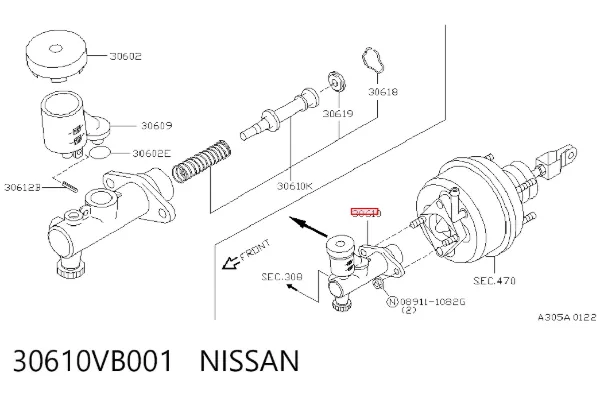 Cilindro maestro de embrague 30610VB001 Nissan/Infiniti
