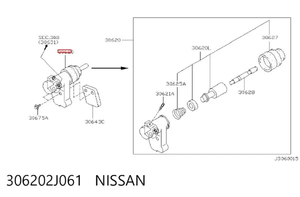 Bombin de embrague 306202J061 Nissan/Infiniti
