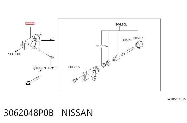 Bombin de embrague 3062048P0B Nissan/Infiniti