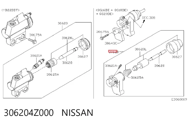 Bombin de embrague 306204Z000 Nissan/Infiniti