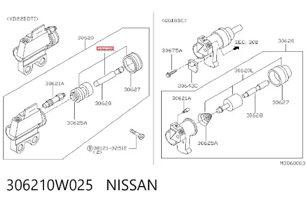Kit de reparación del cilindro receptor de embrague 306210W025 Nissan/Infiniti
