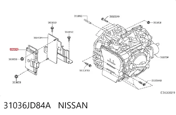 Módulo de control electrónico de la transmisión automática 31036JD84A Nissan/Infiniti
