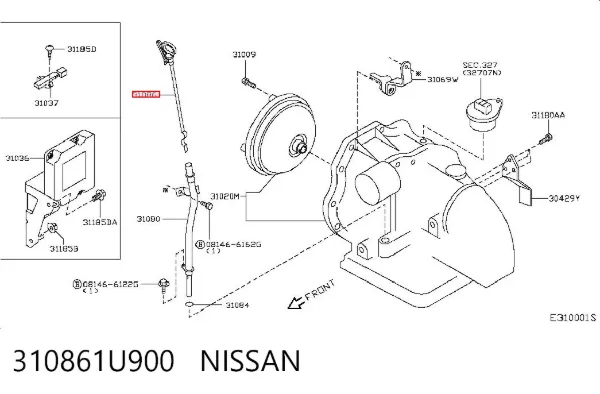 Varilla medidora de aceite de la transmisión automática 310861U900 Nissan/Infiniti