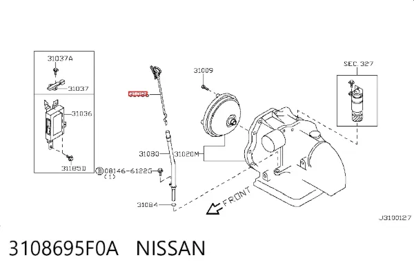 Varilla medidora de aceite de la transmisión automática 3108695F0A Nissan/Infiniti