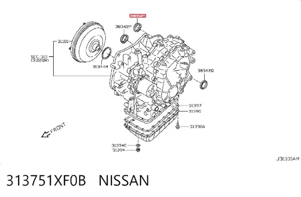 Retén de aceite de la bomba de aceite de la transmisión automática 313751XF0B Nissan/Infiniti