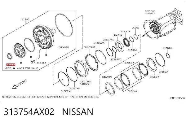 Retén de aceite de la bomba de aceite de la transmisión automática 313754AX02 Nissan/Infiniti