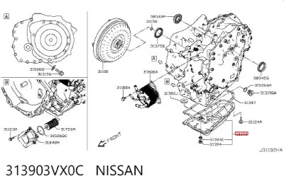 Cárter de aceite de la transmisión automática NISSAN 313903VX0C