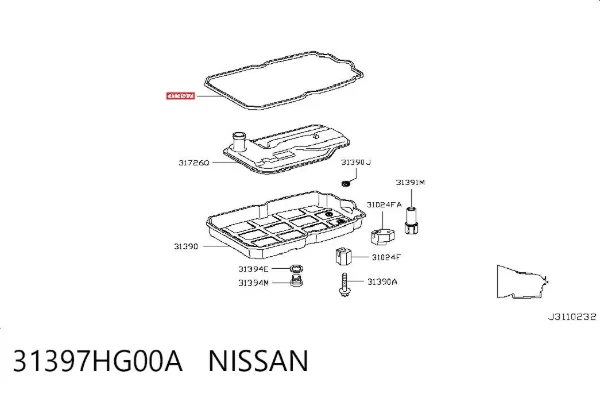 Kit de servicio para cambio de aceite de transmisión automática 31397HG00A Nissan/Infiniti