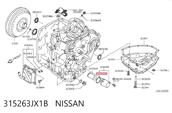 Anillo de sellado del filtro de transmisión automática 315263JX1B Nissan/Infiniti