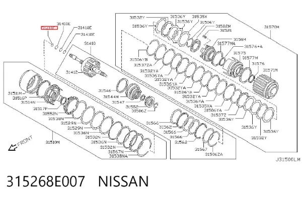 Retén del eje primario de la transmisión 315268E007 Nissan/Infiniti