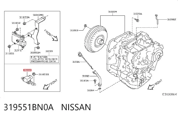 Sensor de nivel de carrocería delantero 319551BN0A Nissan/Infiniti