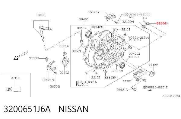 Sensor de punto muerto 3200651J6A Nissan/Infiniti