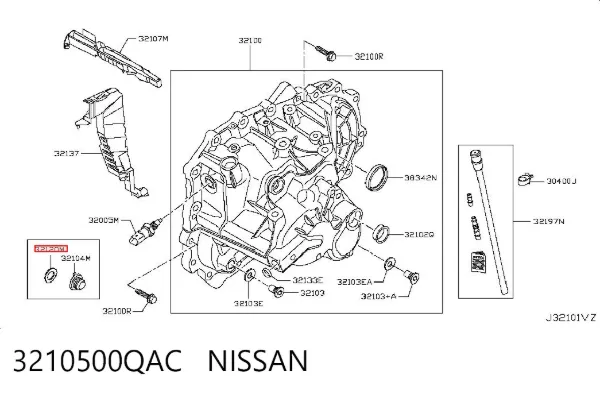 Junta del tapón del cárter de la transmisión automática 3210500QAC Nissan/Infiniti