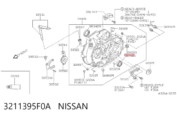 Retén del eje primario de la transmisión 3211395F0A Nissan/Infiniti