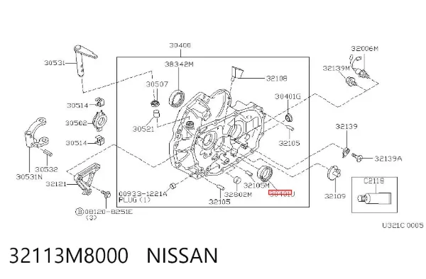 Retén del eje primario de la transmisión 32113M8000 Nissan/Infiniti