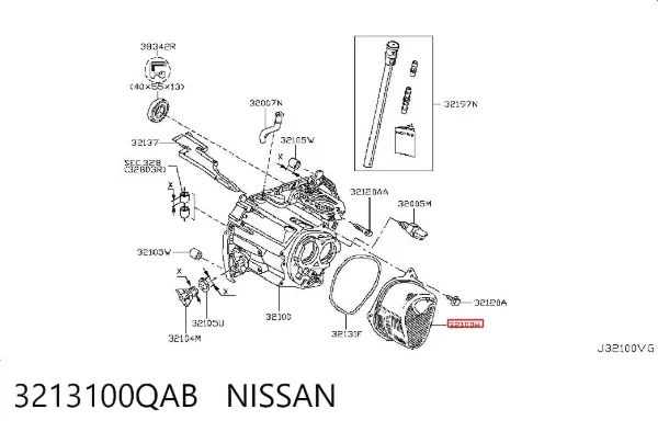 Tapa trasera de la caja de cambios 3213100QAB Nissan/Infiniti