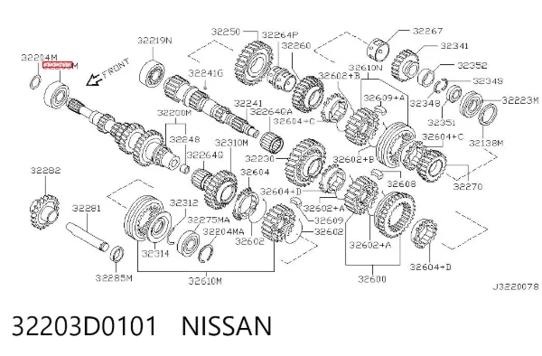 Cojinete, caja de cambios 32203D0101 Nissan/Infiniti