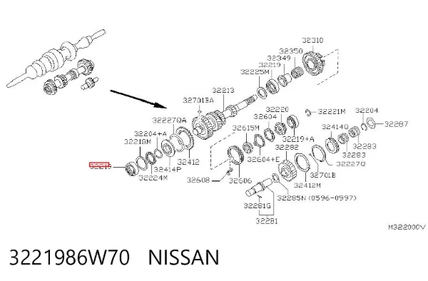 Rodamiento caja de cambios 3221986W70 Nissan/Infiniti