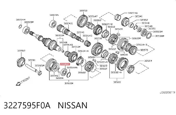 Cojinete, caja de cambios 3227595F0A Nissan/Infiniti