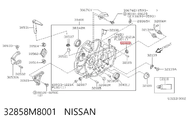 Retén del vástago del cambio de la caja de cambios 32858M8001 Nissan/Infiniti