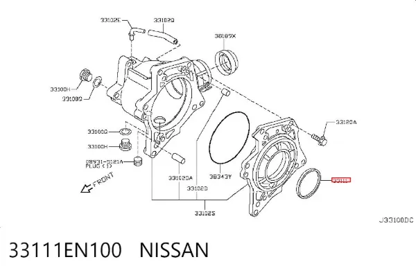 Retén de salida delantero de la caja de transferencia 33111EN100 Nissan/Infiniti