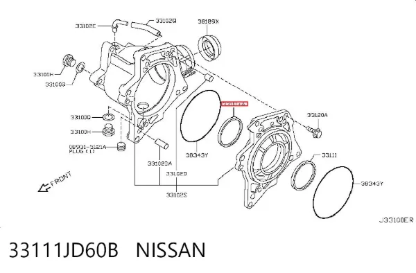 Retén de salida trasero de la caja de transferencia 33111JD60B Nissan/Infiniti